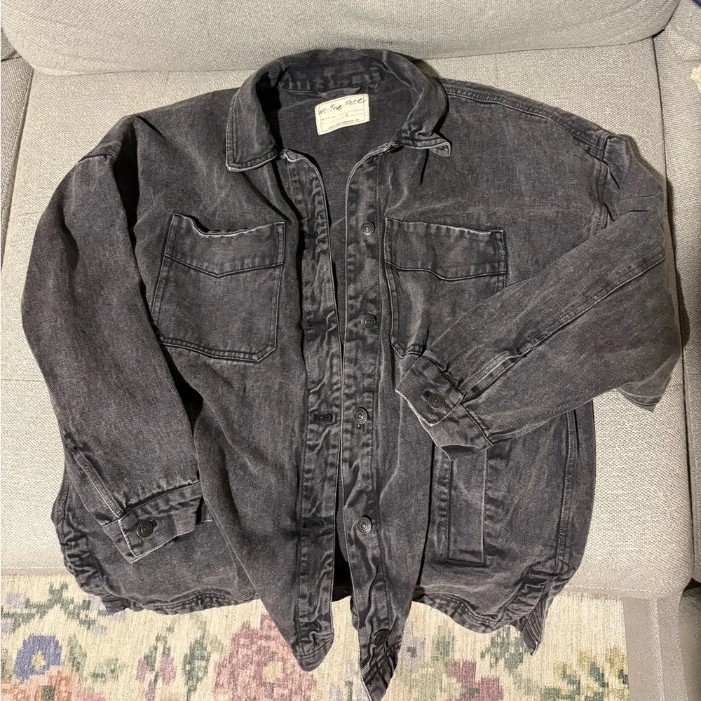 Free People - We The Free Madison City Denim Jacket Washed Black Size Small - Picture 5 of 5